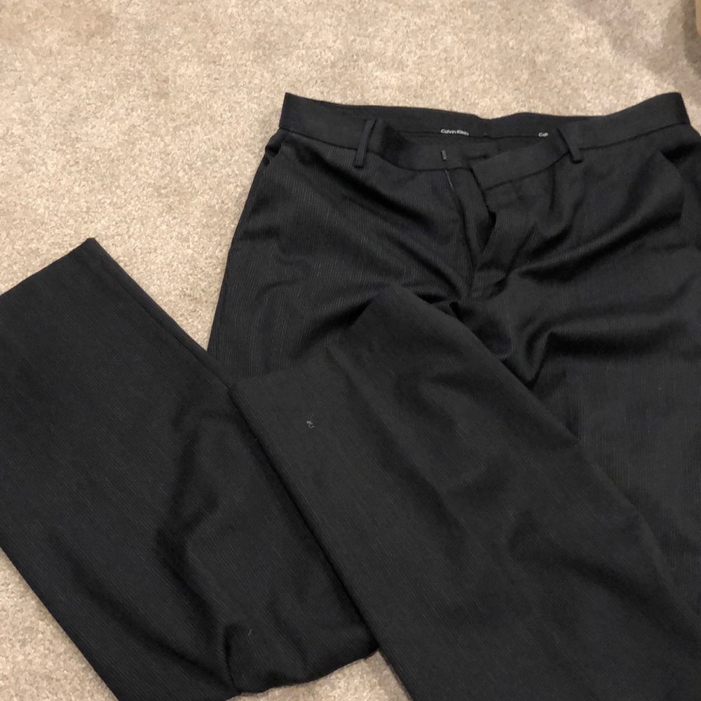Black pinstriped Calvin Klein slacks